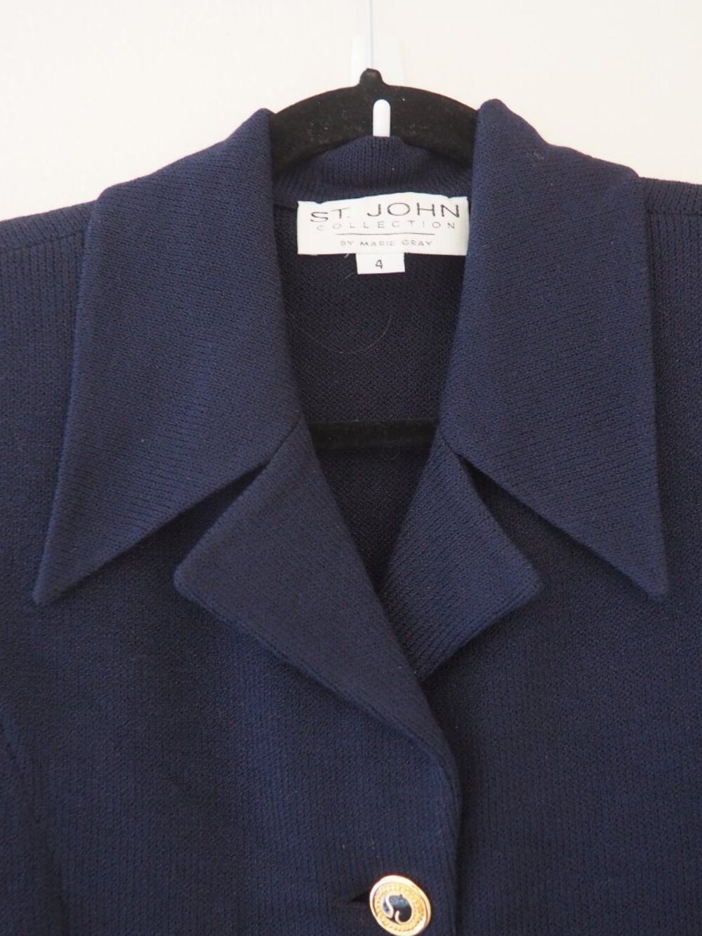 Vintage St. John Collection by Marie Gray Navy Blue Short Sleeve Dress - Picture 3 of 7